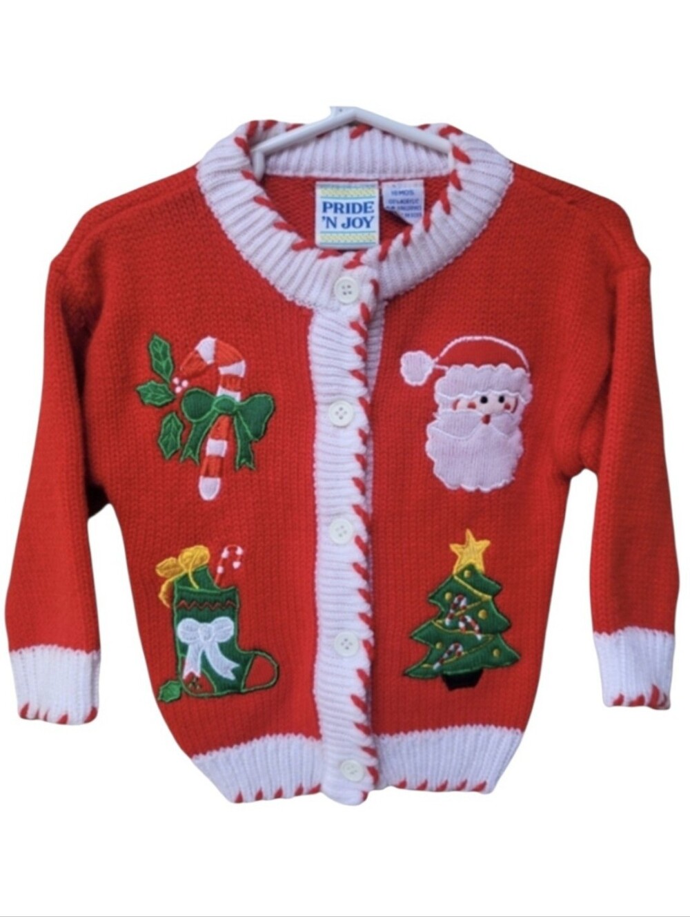 Pride N Joy Vintage Christmas Cardigan Sweater Red Size 18 Months